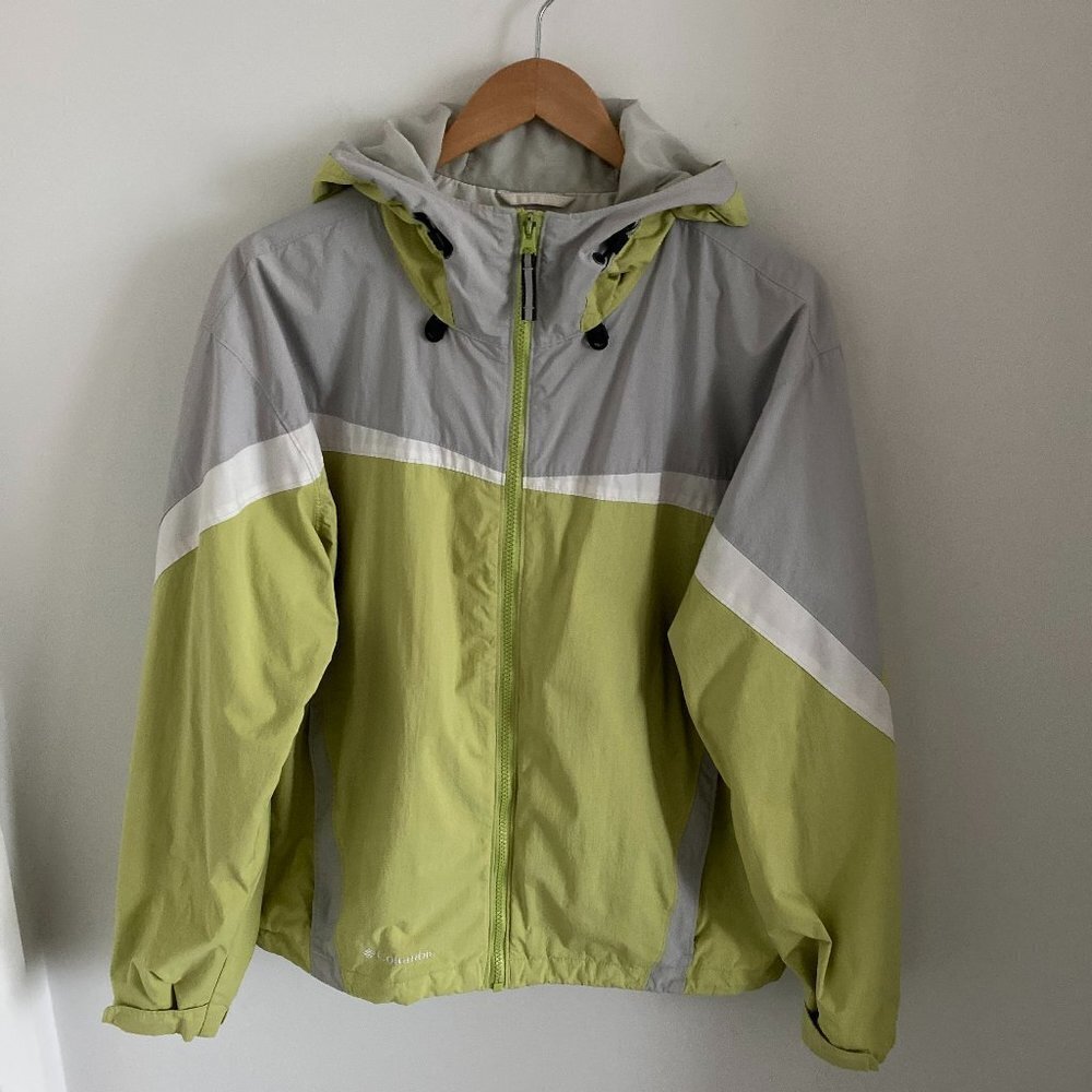 COLUMBIA WOMEN JACKET FULL ZIPPER GREY/LIME GREEN COLOUR POCKETS SZ XL